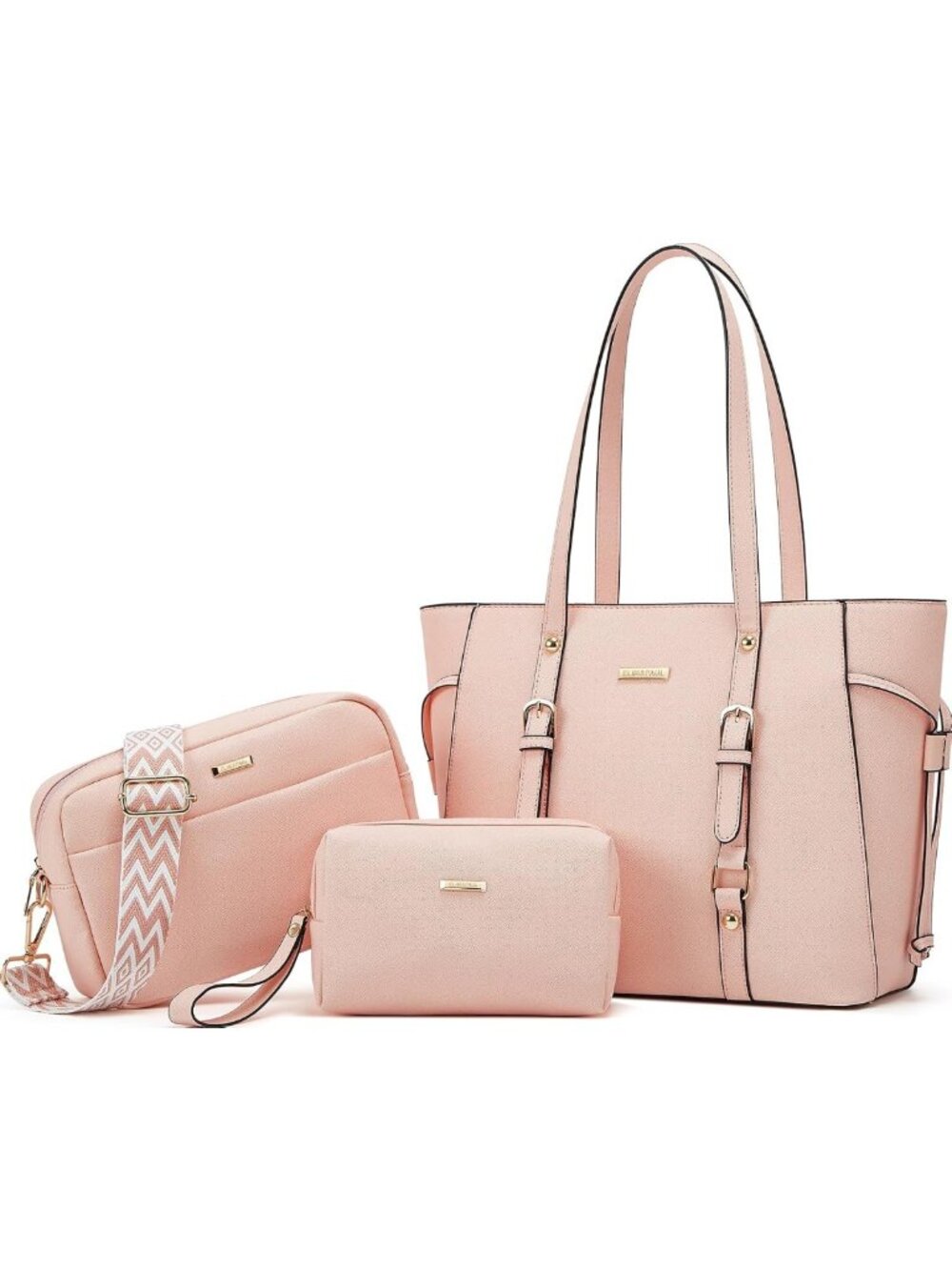 Stylish Women's Synthetic Leather Tote & Shoulder Bag Set - Versatile Satchel